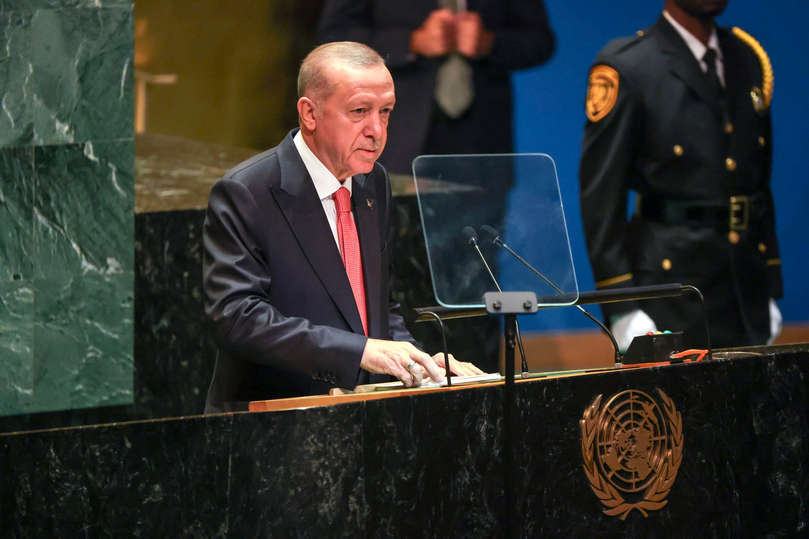 El presidente turco, Recep Tayyip Erdogan, en la ONU este martes.