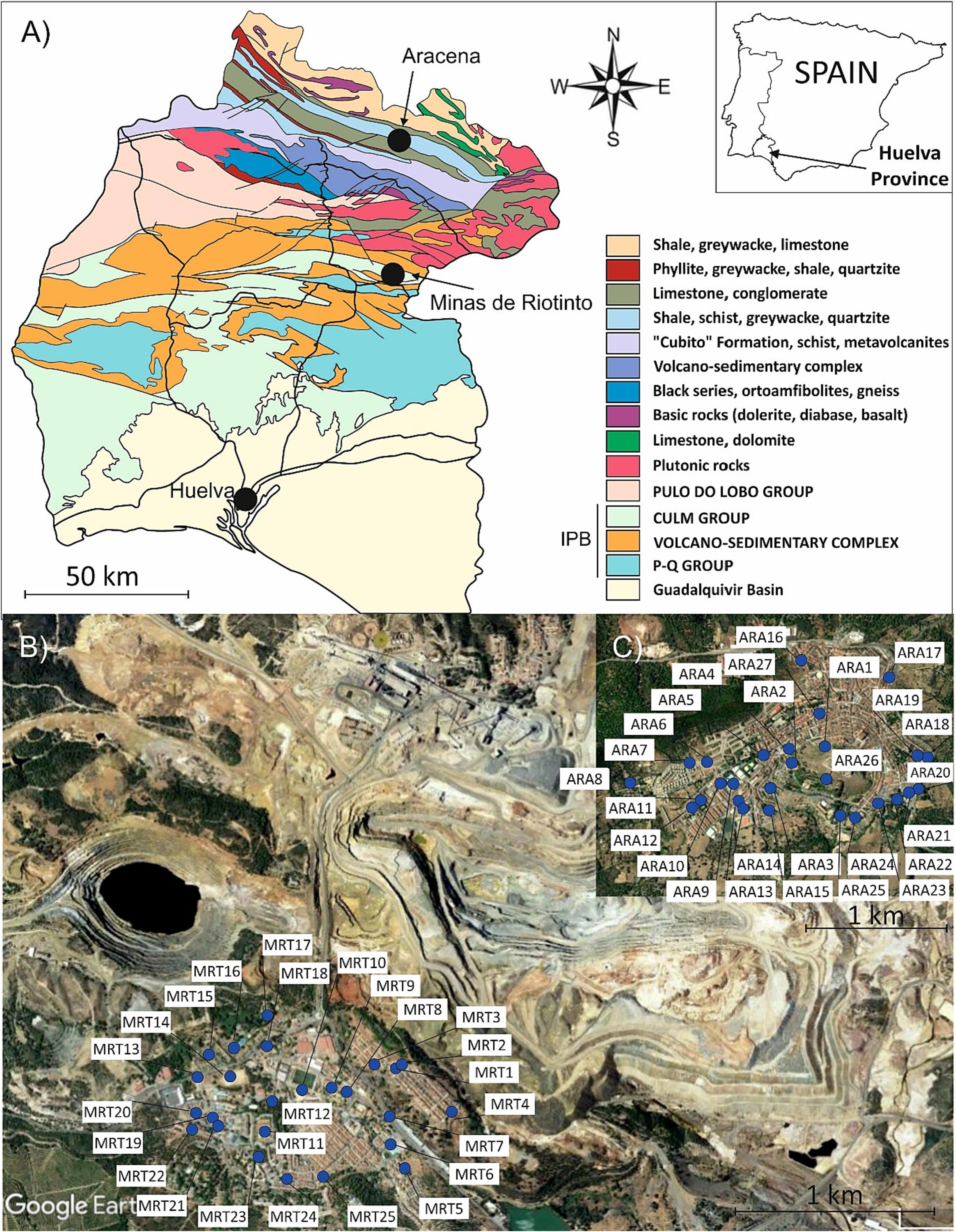 Infografia sobre los puntos de muestreo  (Journal of Geochemical Exploration)