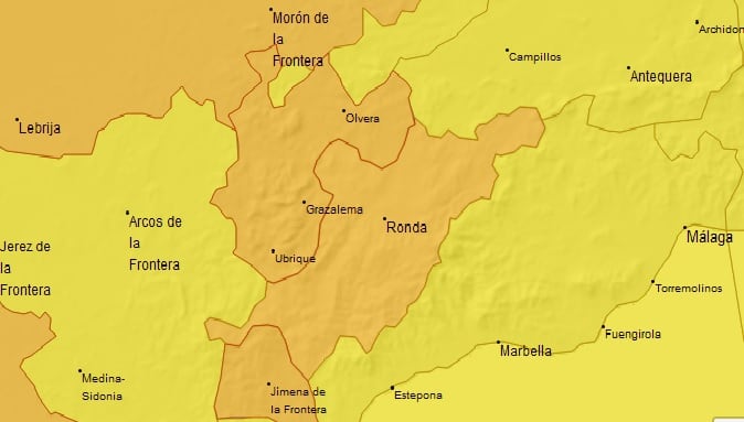 Mapa de la Aemet con la previsión meteorológica de este jueves