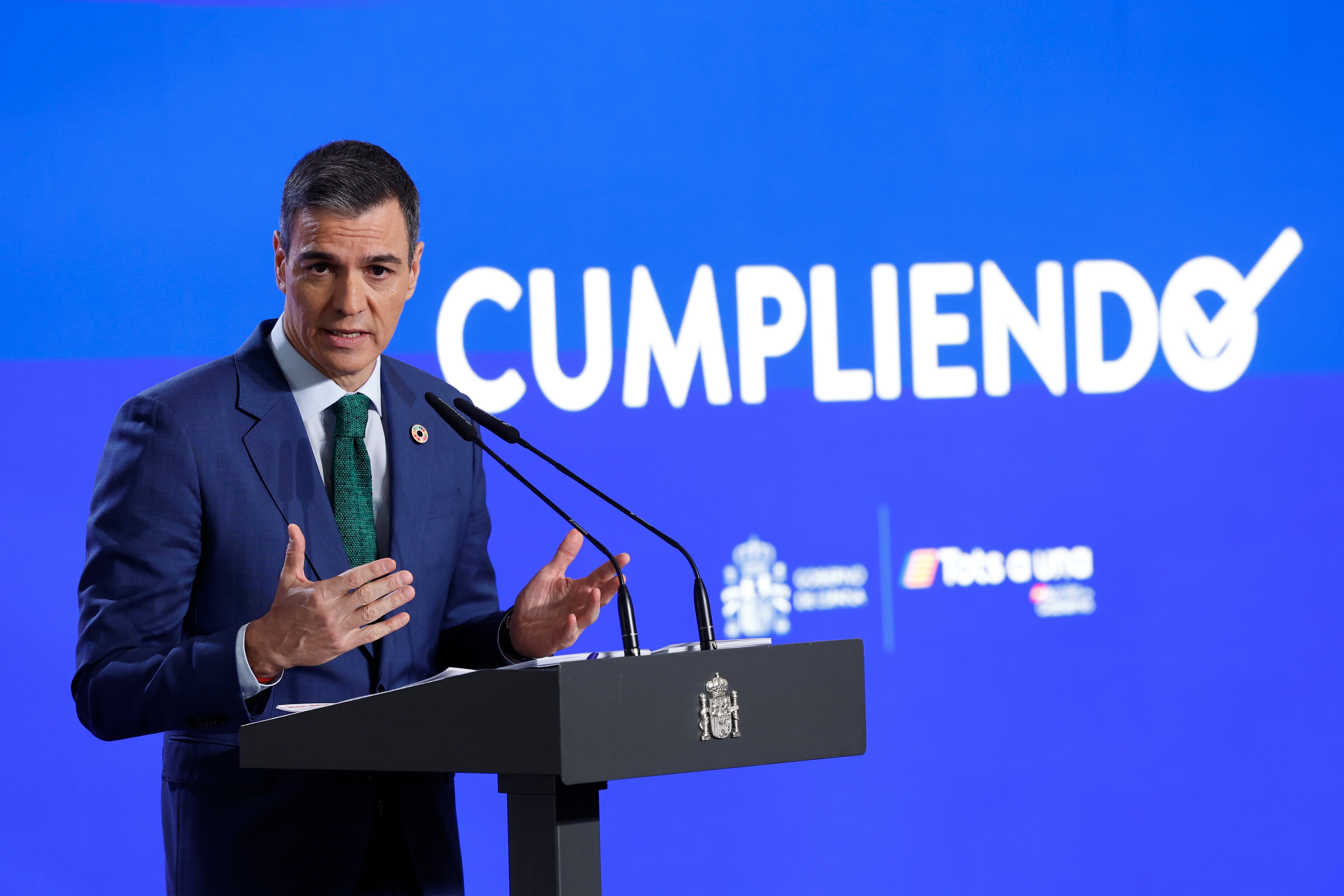 El presidente del Gobierno, Pedro Sánchez, ofrece una rueda de prensa tras reunión del último Consejo Ministros del año en el palacio de la Moncloa en Madrid