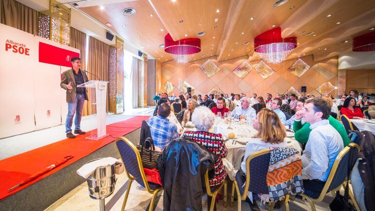Manuel González Ramos durante la comida de Navidad del PSOE
