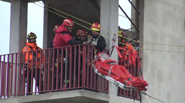 Simulacro real desde la torre de bomberos