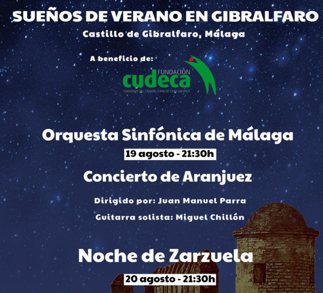 Cartel de los conciertos por Cudeca en Gibralfaro