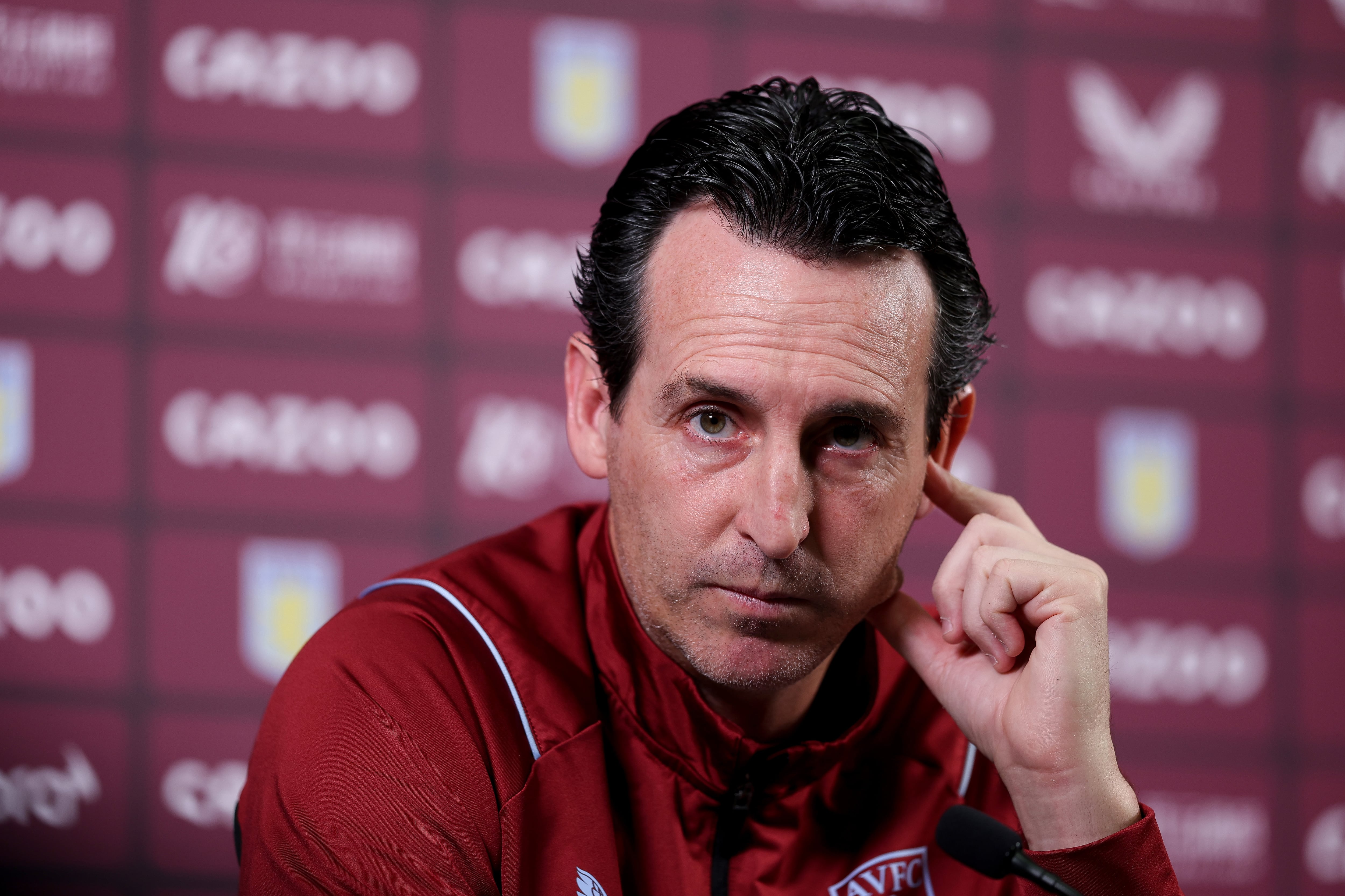 Unai Emery, entrenador del Aston Villa, en rueda de prensa.