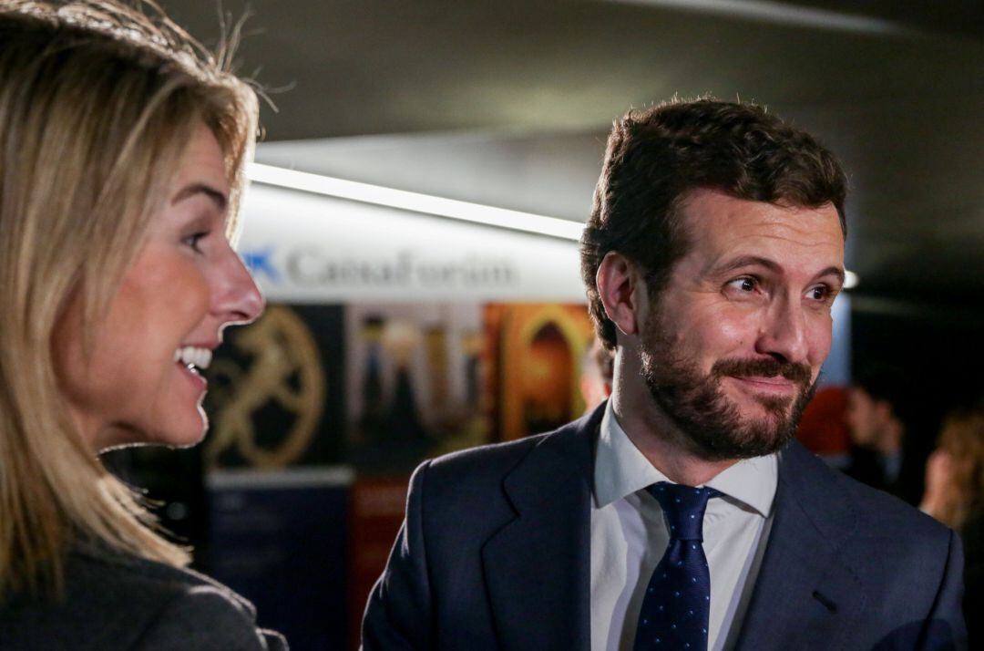 El presidente del Partido Popular, Pablo Casado, a su llegada a la celebración del 80º aniversario de la Agencia EFE en CaixaForum Madrid, en Madrid (España) a 5 de febrero de 2020.