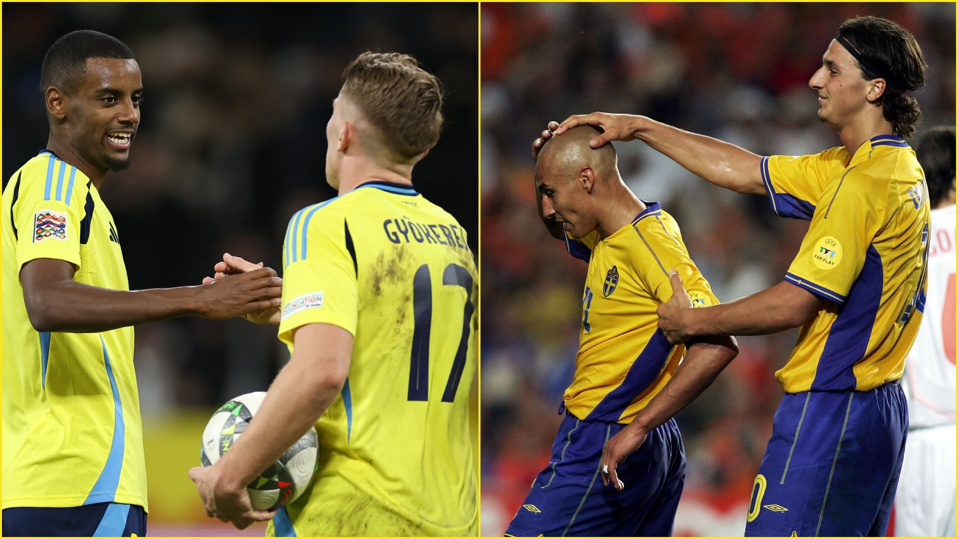 Alexander Isak, Viktor Gyokeres, Henrik Larsson y Zlatan Ibrahimovic (Montaje con fotos de Getty Images).