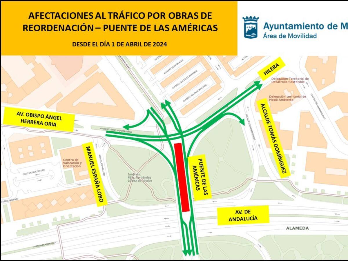 Comienzan las obras para la reordenación viaria del Puente de las Américas