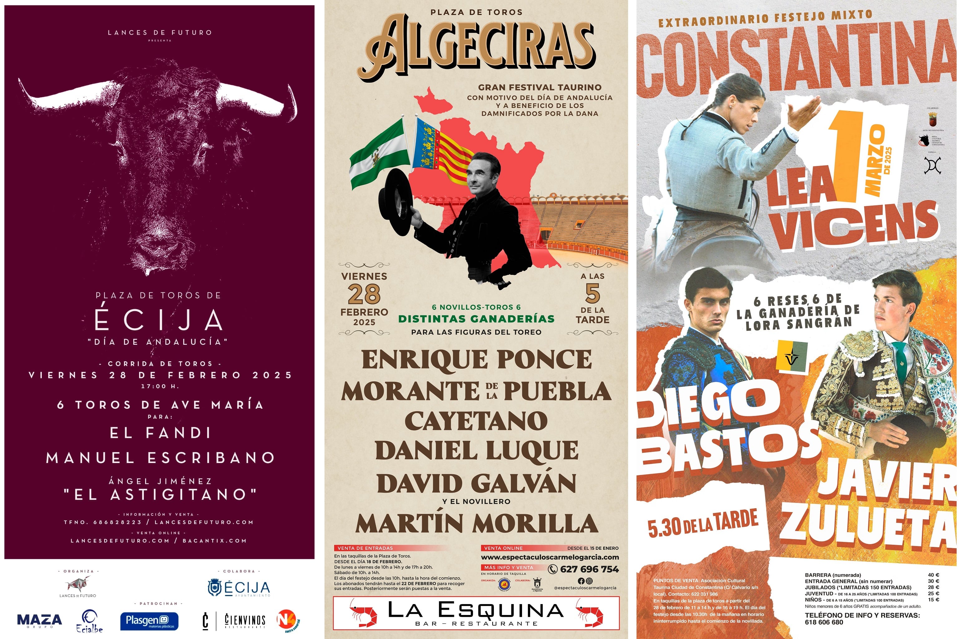 Carteles taurinos para este fin de semana en Écija, Algeciras y Constantina