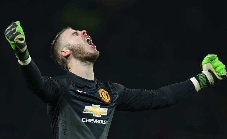 De Gea celebra un gol del United