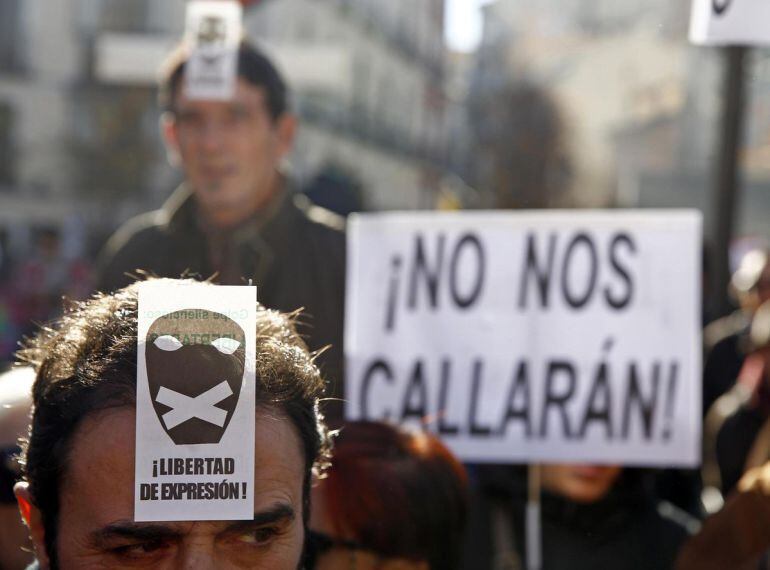 Fotografía de una de las manifestaciones contra la conocido como &#039;Ley Mordaza&#039;