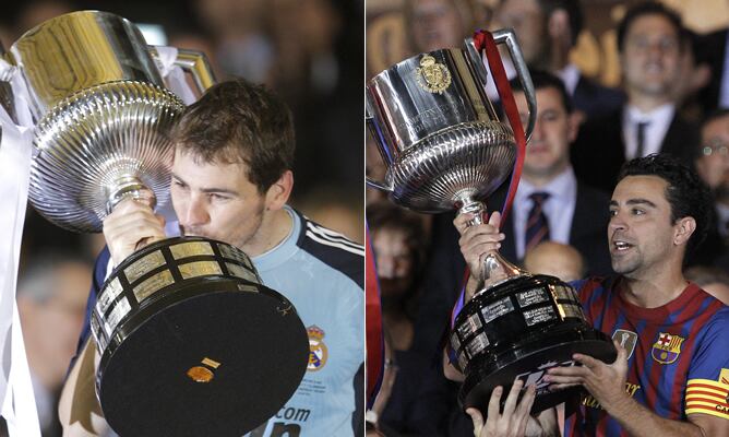 Iker Casillas y Xavi levantan la Copa del Rey