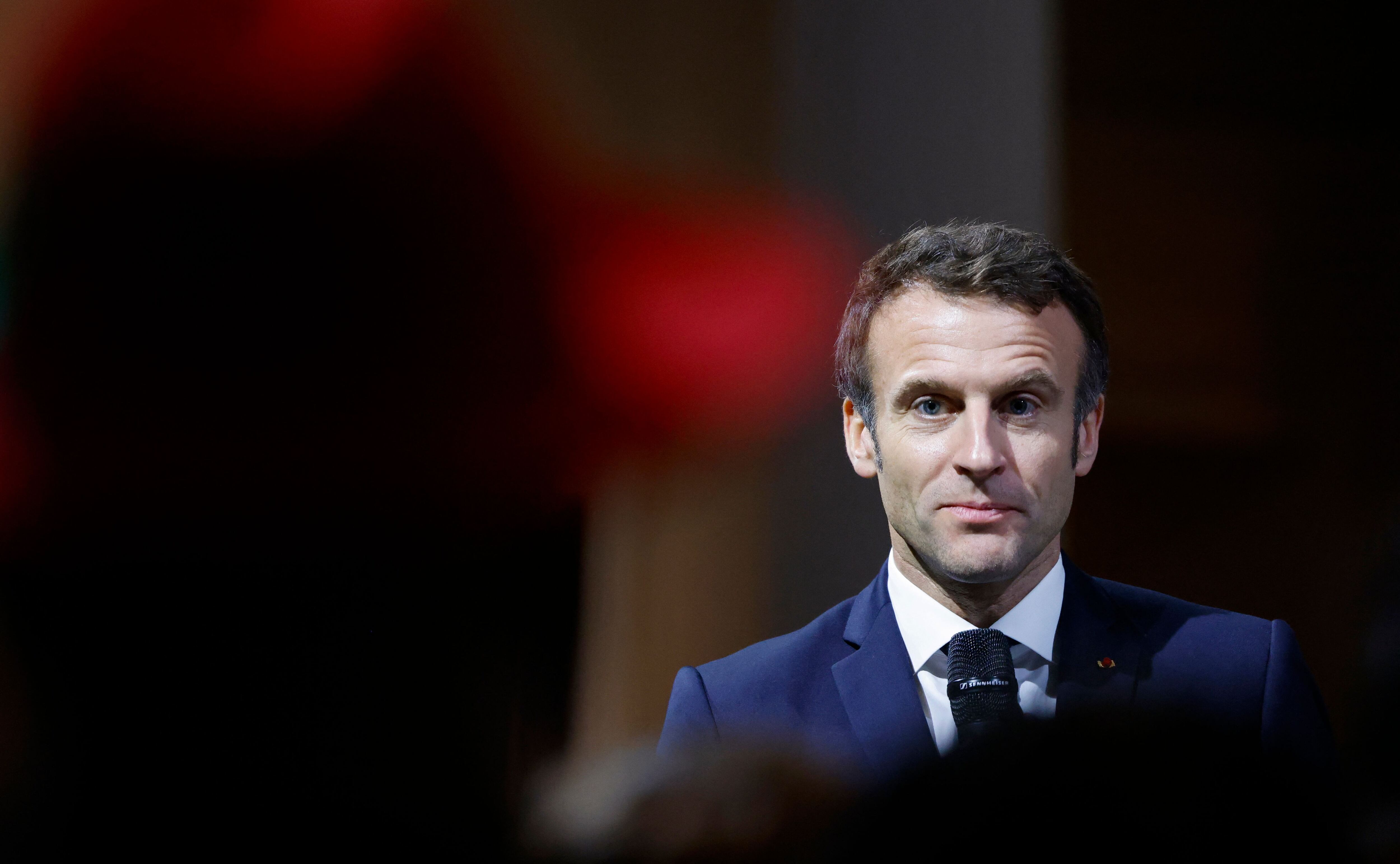 El presidente francés Emmanuel Macron durante una intervención