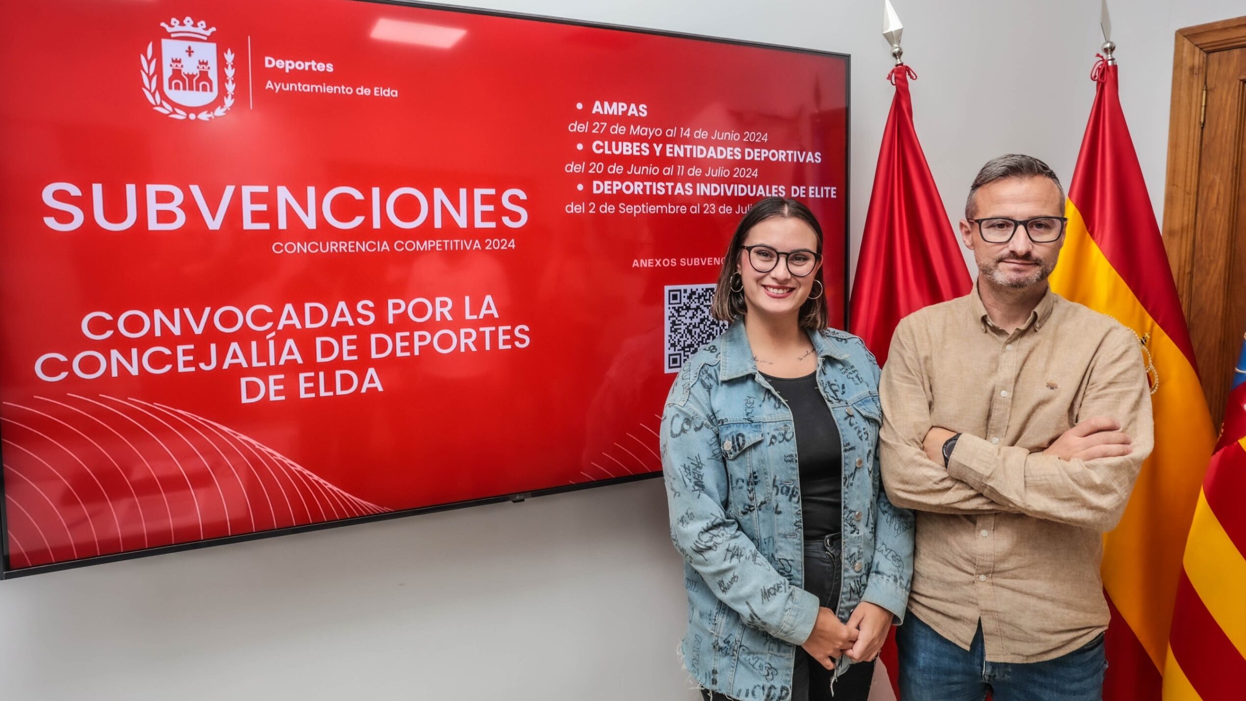 María Gisbert y José María Martínez, edil y coordinador de Deportes de Elda