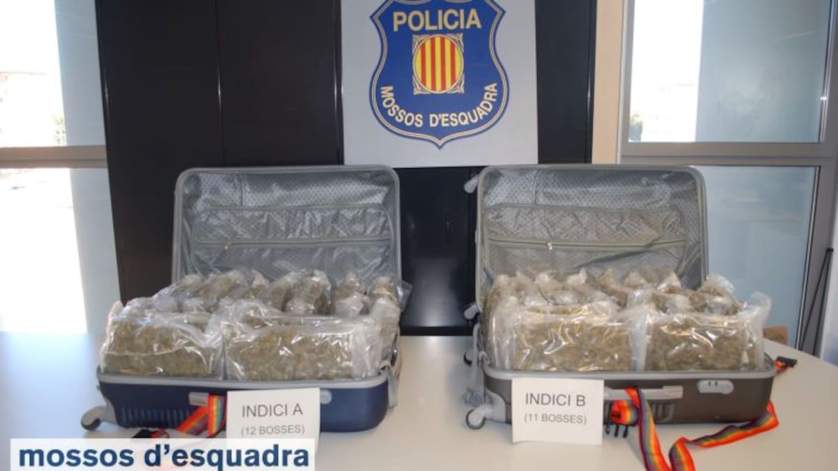 Presó per un home que transportava 11,5kg de marihuana a dues maletes