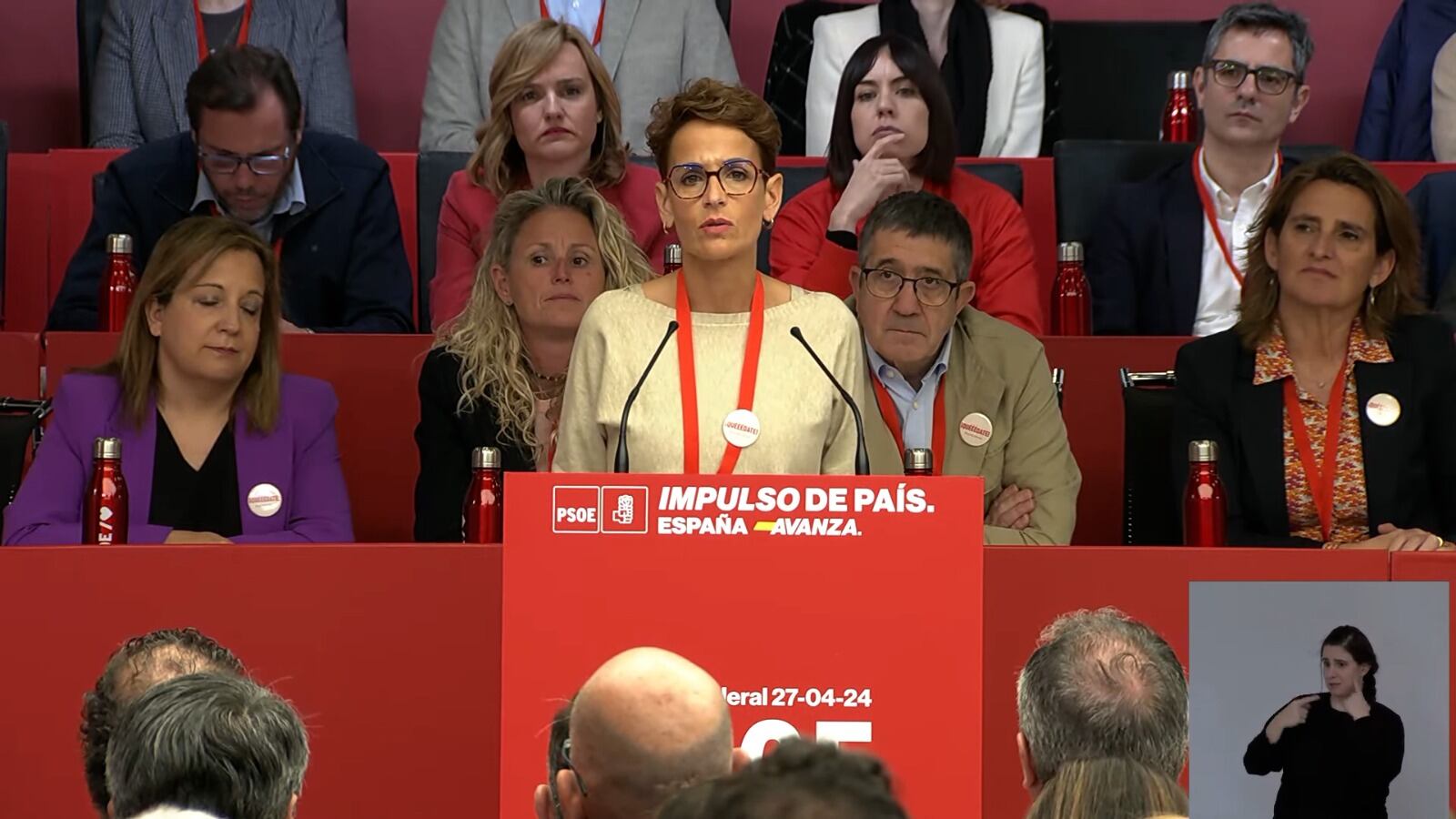 La presidenta del Gobierno de Navarra y secretaria de organización del PSN-PSOE, María Chivite, en una intervención en el Comité Federal del PSOE en Madrid celebrada este sábado, donde ha mostrado su apoyo al presidente Sánchez.