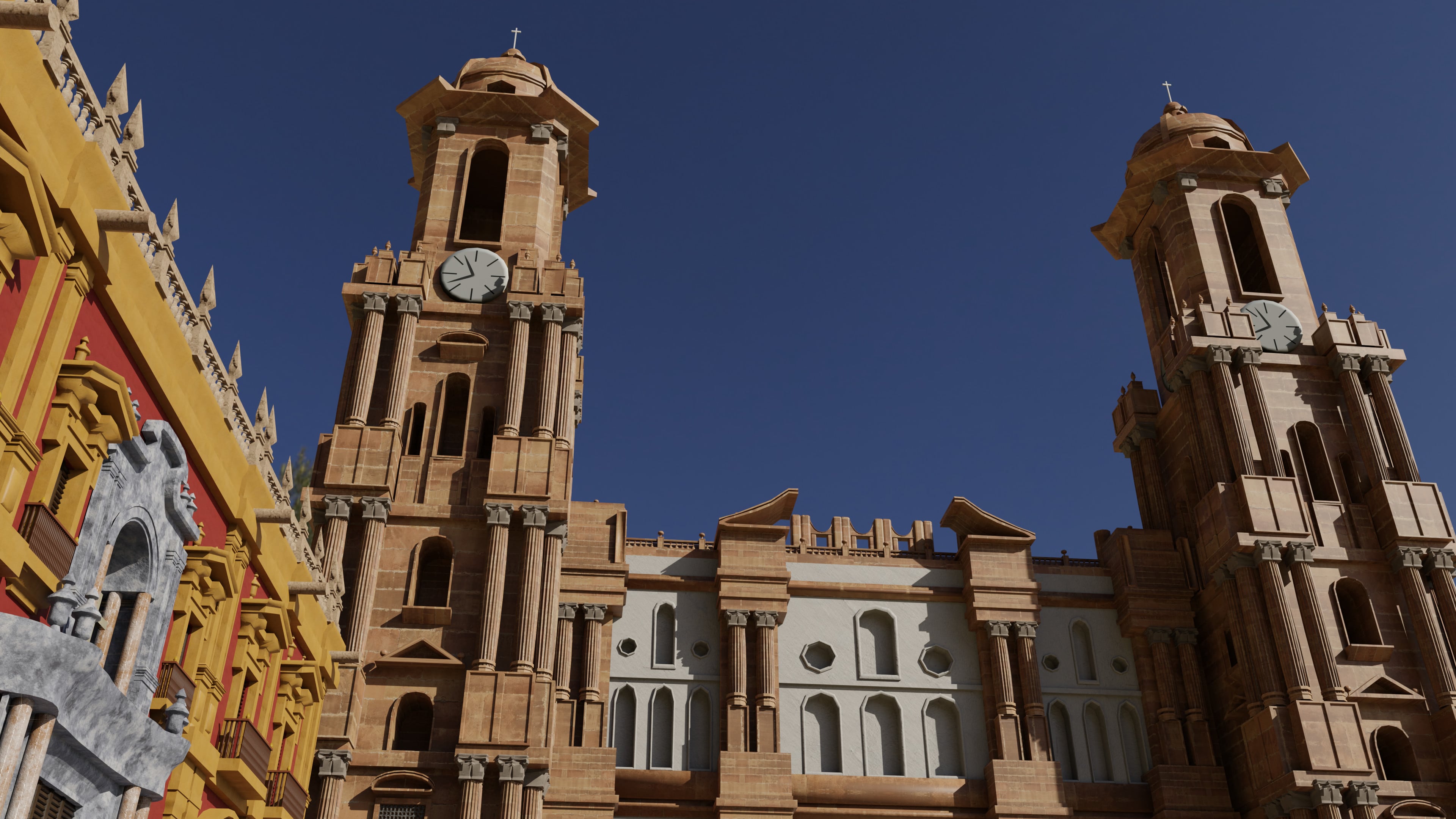 Recreación en metaverso de la torre sur de la Catedral de Málaga