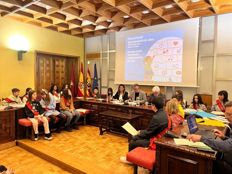 Los niños y niñas de Jaca toman la palabra en el Pleno Infantil para proponer mejoras para la ciudad