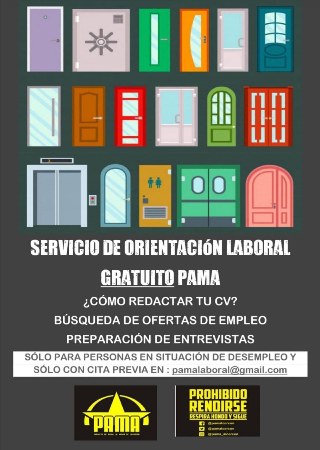 Cartel del servicio de orientación laboral PAMA