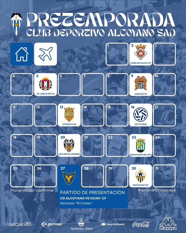 Partidos de pretemporada del CD Alcoyano 25/26