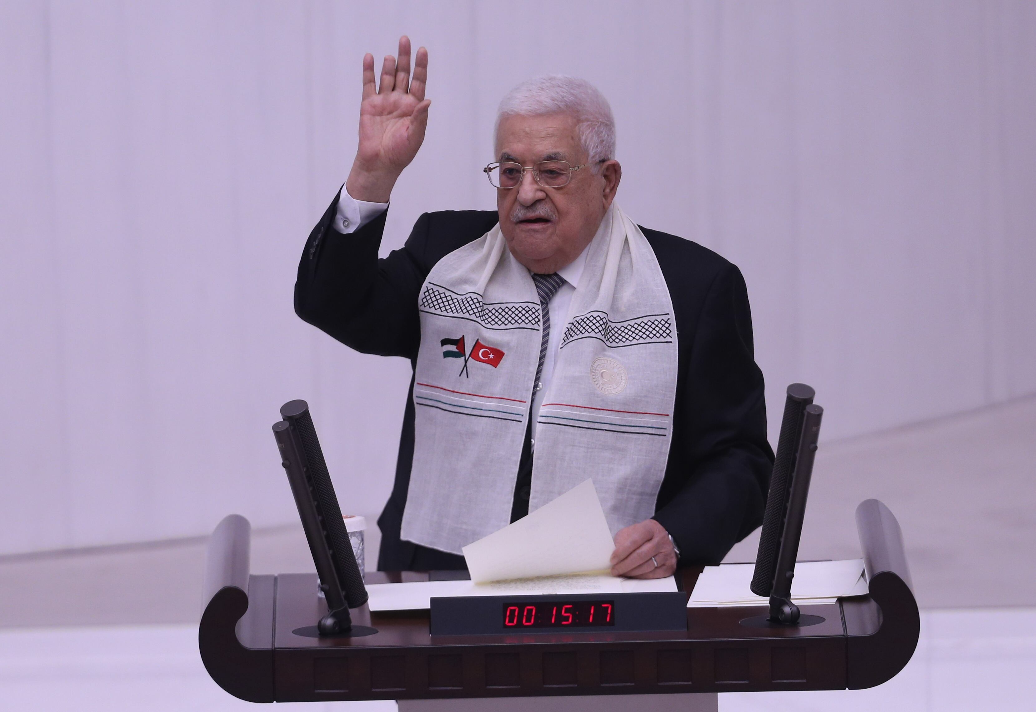 El presidente palestino Mahmoud Abbas, en el discurso impartido en la Asamblea de Turquía.