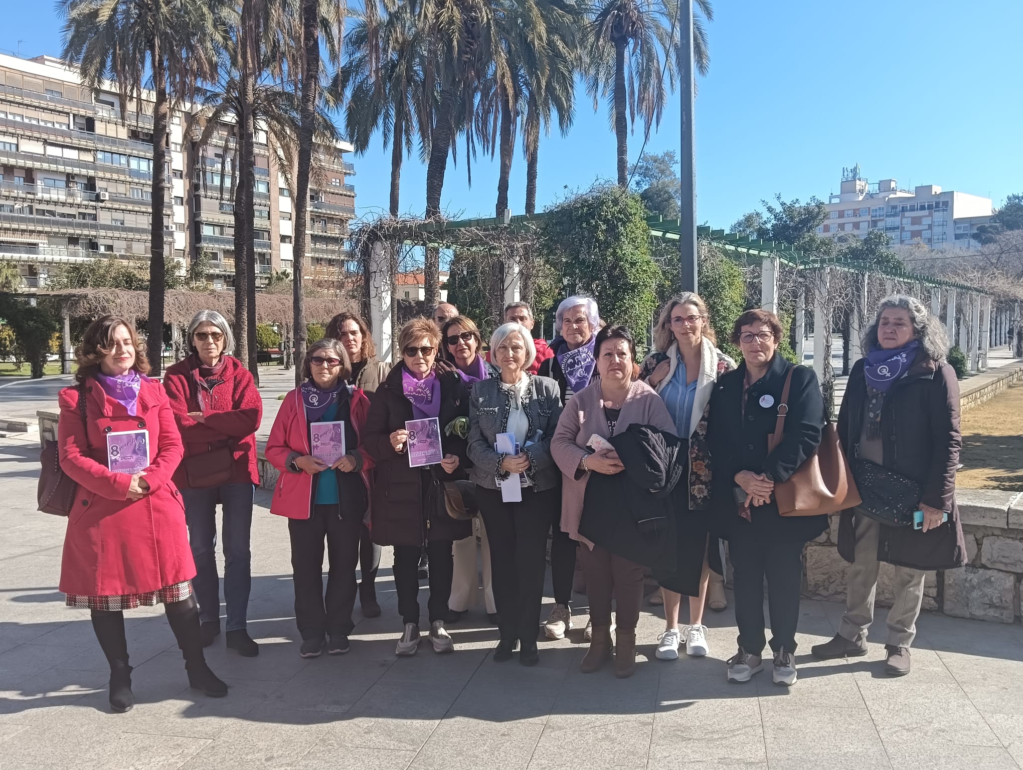 Colectivos feministas de Jaén durante la presentación de la manifestación con motivo del 8M