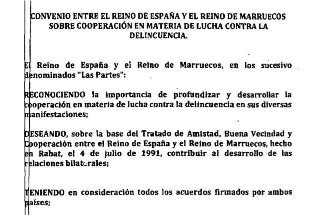 Parte del convenio firmado entre España y Marruecos