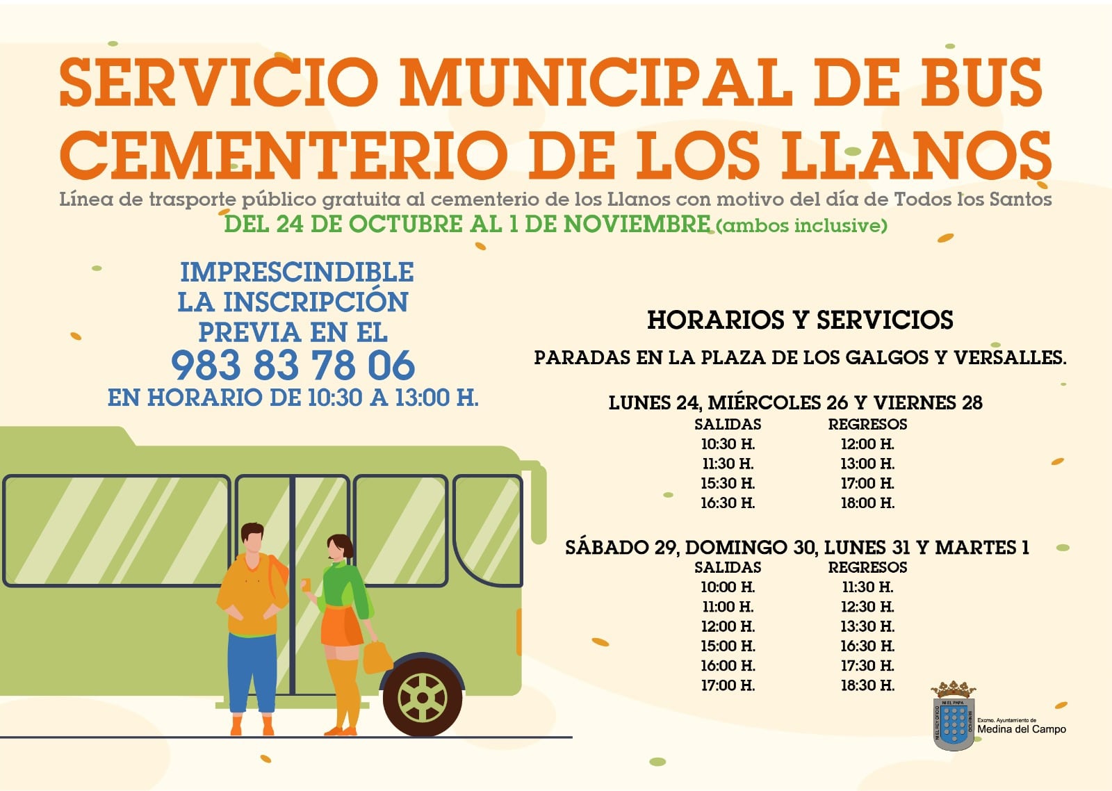 Horarios de los autobuses al cementerio de Los Llanos