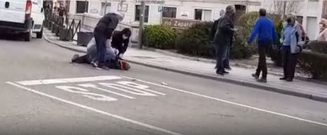 Momento en el que se producía el atropello en Medina del Campo