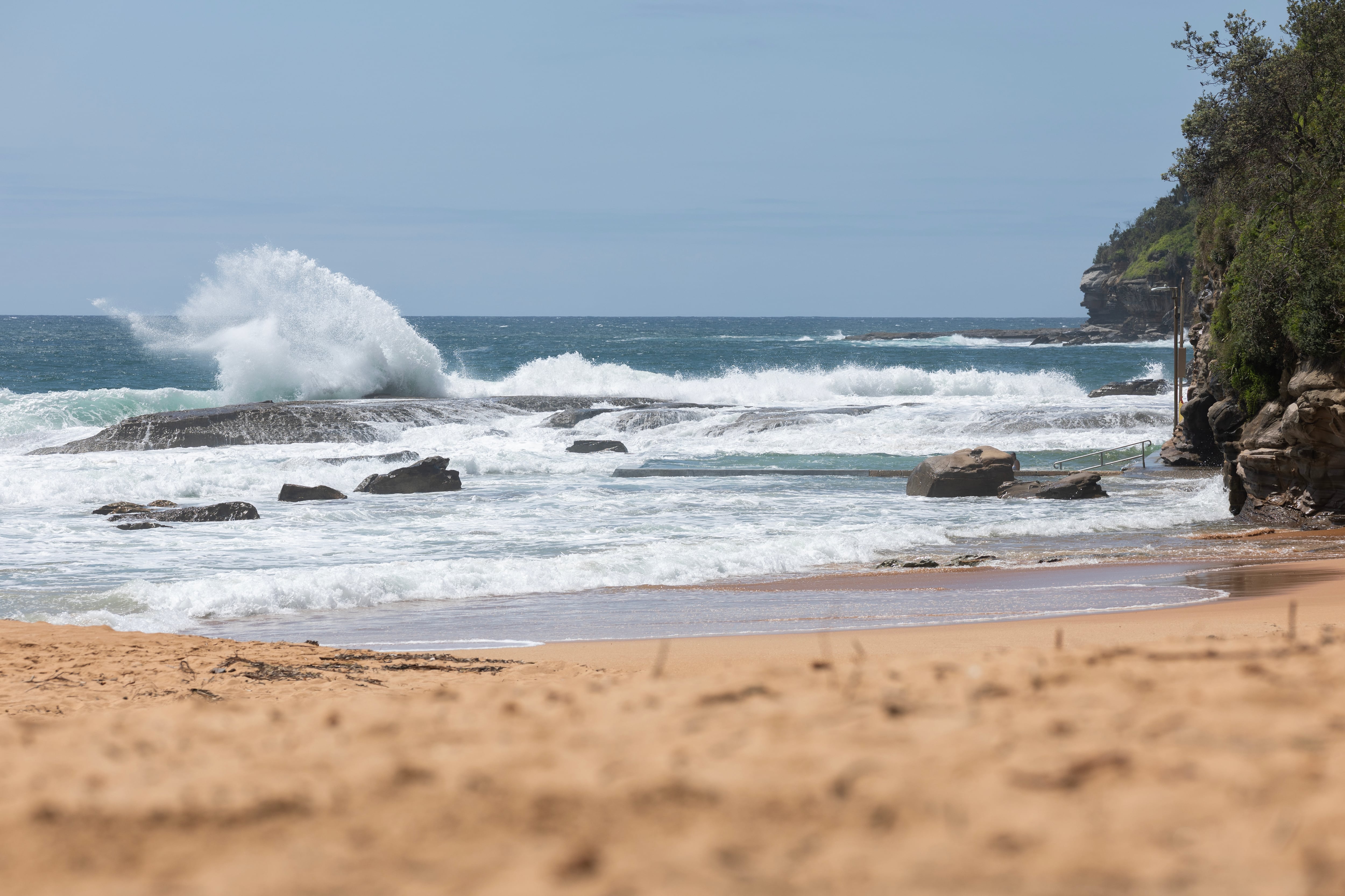 SYDNEY, AUSTRALIA - JANUARY 22: Whale Beach closed as beaches in Sydney's north have been closed since Tuesday due to shark attacks and dangerous currents during summer in Sydney on January 22, 2026 in Sydney, Australia. (Photo by Steve Christo - Corbis/Corbis via Getty Images)