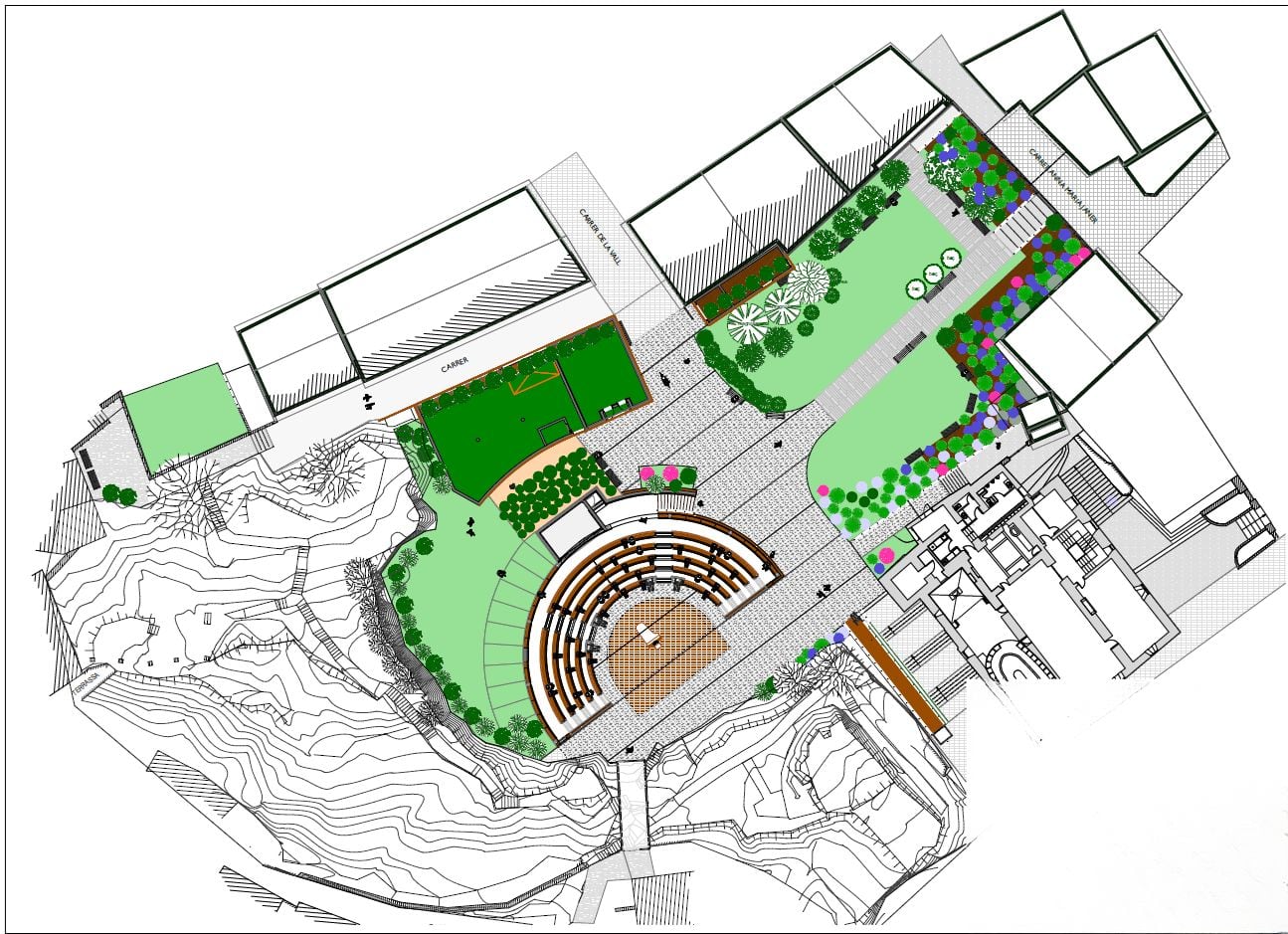 Plànol de la zona amb les obres senyalitzades de la Casa de la Vall