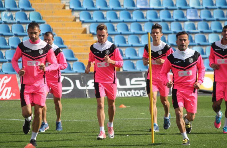 Samuel, Víctor Olmedo y Paco Peña, en un entrenamiento