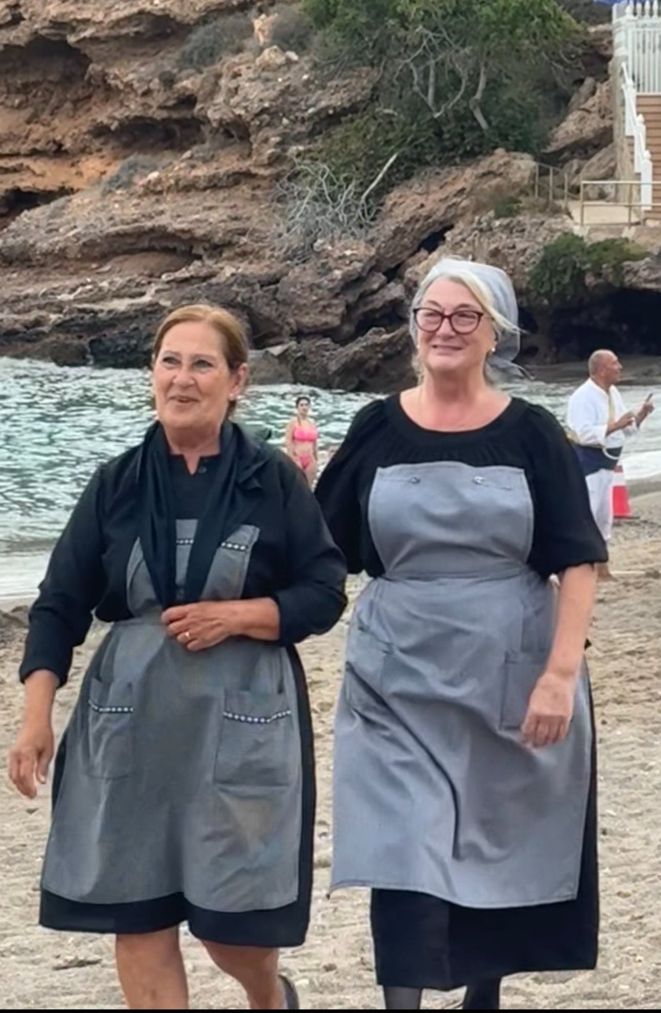 Cati y Pepi en la recreación de la Jábega en El Portús