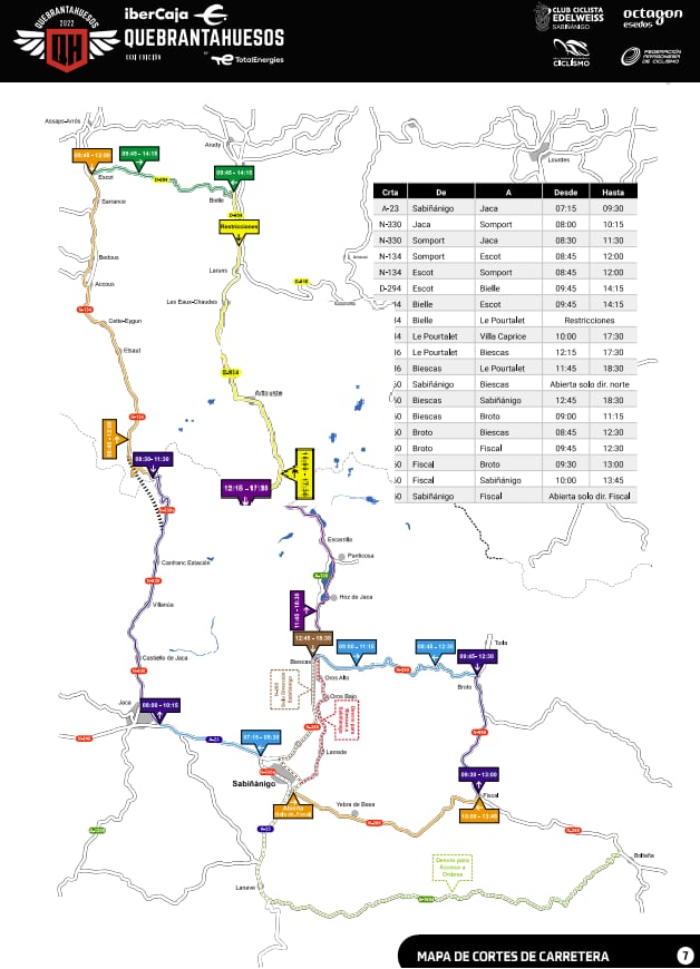 Mapa de cortes de tráfico para este sábado, 24 de septiembre