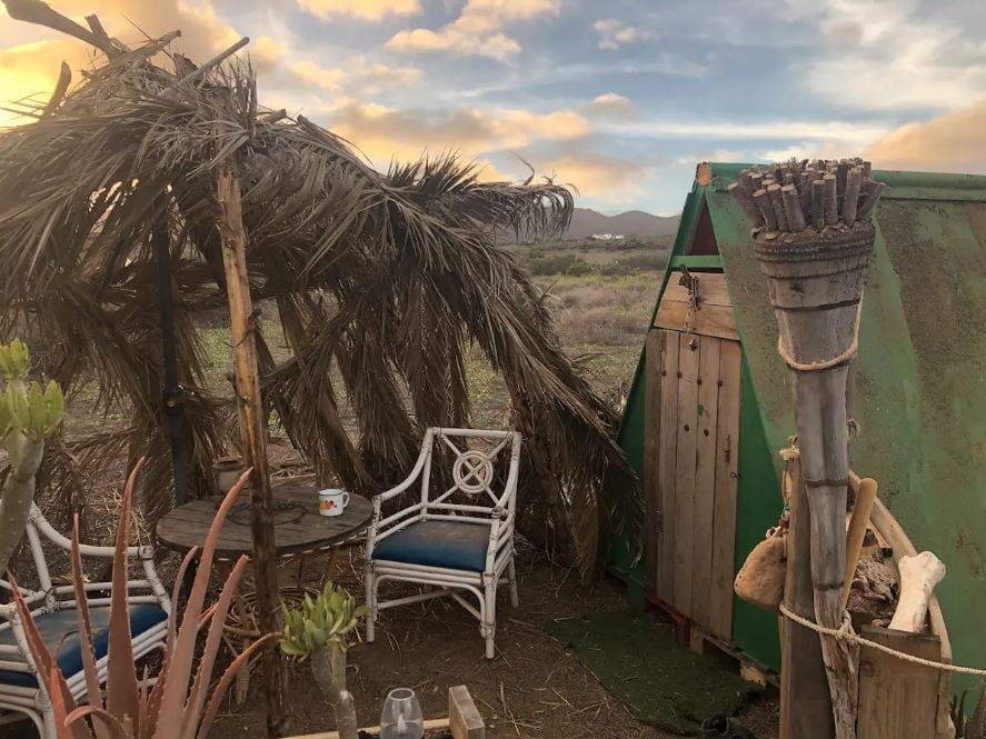 Choza ofrecida como Ecocabaña en Haría, Lanzarote.