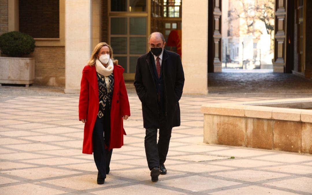 Javier Lambán y Nadia Calviño se han reunido esta mañana en la DGA