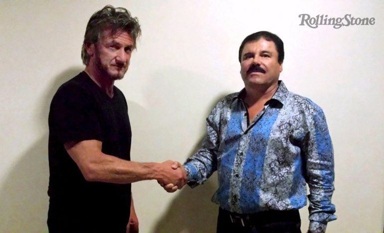 Actor Sean Penn (L) shakes hands with Mexican drug lord Joaquin &quot;Chapo&quot; Guzman in Mexico, in this undated Rolling Stone handout photo obtained by Reuters on January 10, 2016. The photo was taken for authentication purposes.