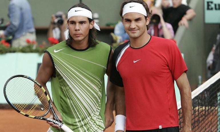 Rafa Nadal y Roger Federer, en París en 2005.