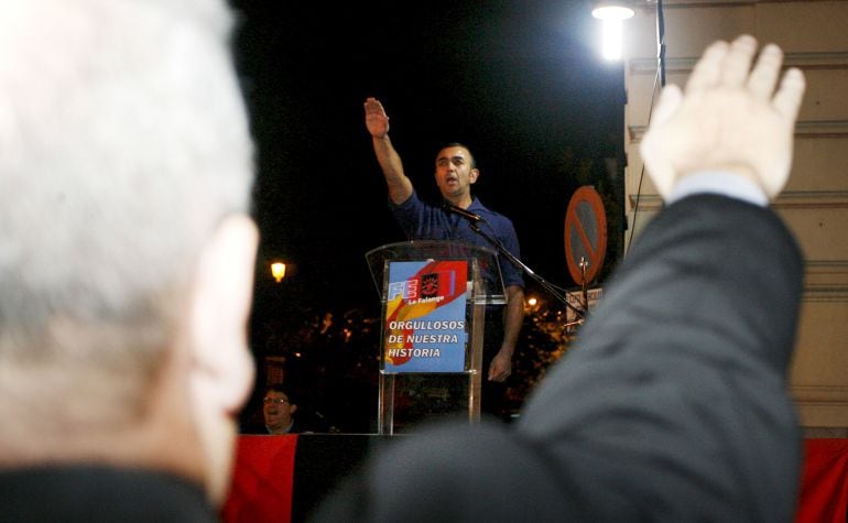 El jefe nacional de una de las seis falanges, Manuel Andrino Lobo, durante en 2009 en Madrid