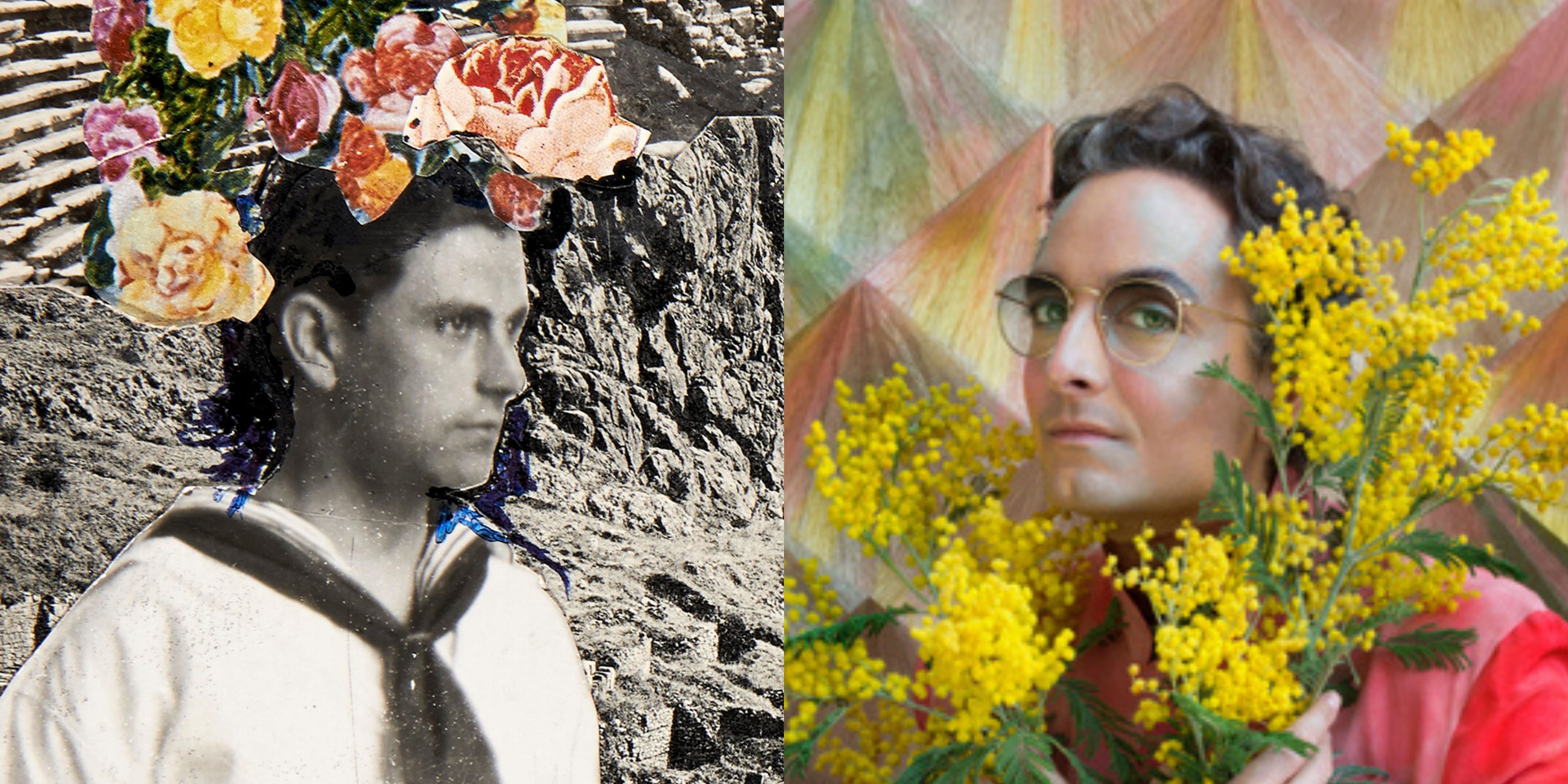 Fotomontaje de Gregorio Prieto (1950-1960), Gregorio y retrato de Josie realizado por Ouka Leele