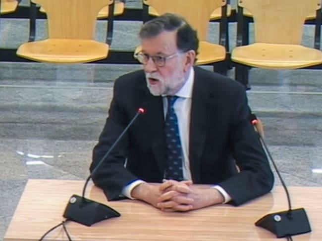 Captura del video de la señal de la Audiencia Nacional, de un momento de la declaración como testigo del expresidente del Gobierno Mariano Rajoy en la décima jornada del juicio Kitchen.
