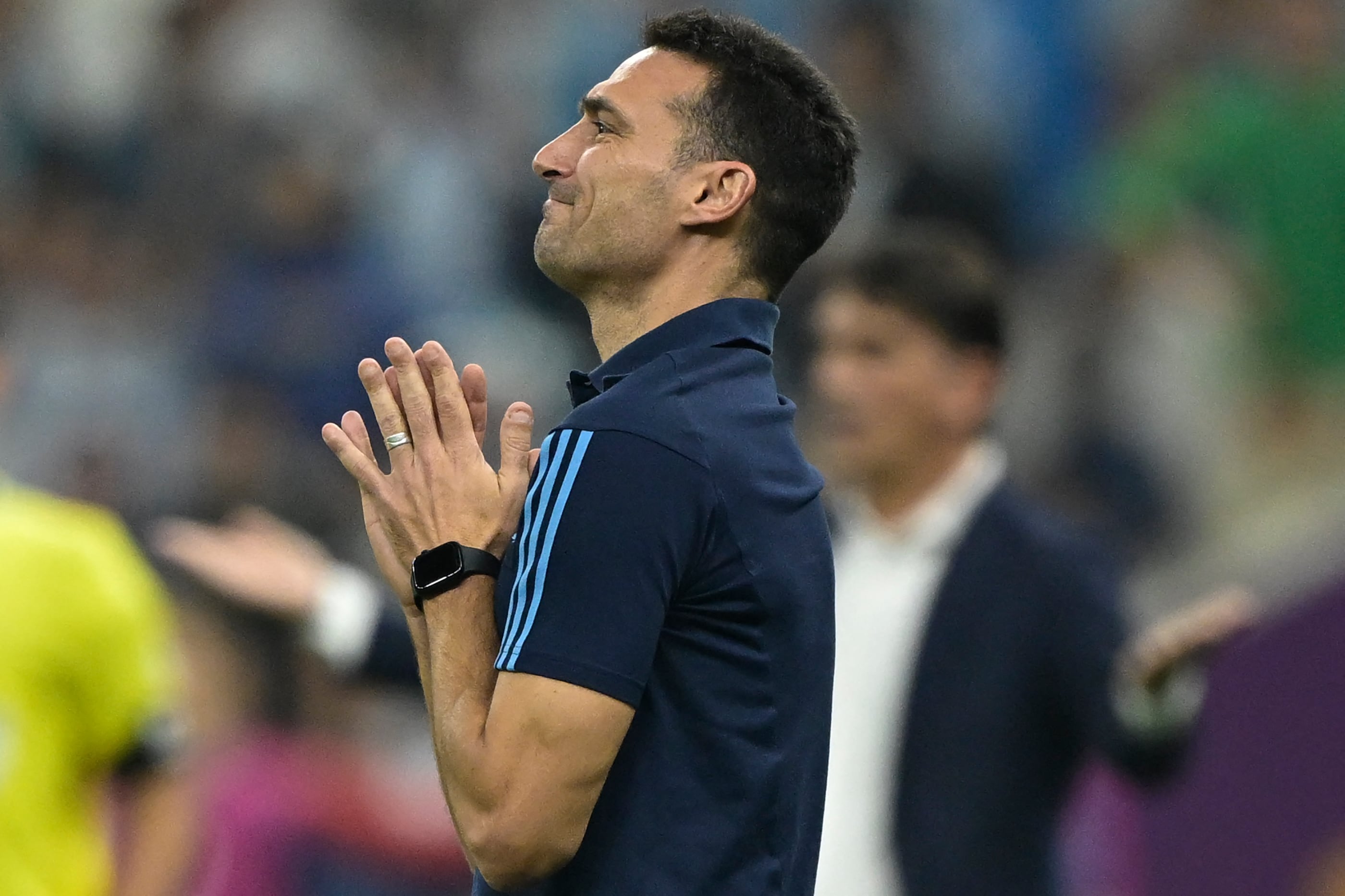 Scaloni en el choque de semifinales ante Croacia.