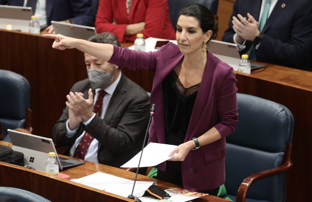 La portavoz de Vox, Rocío Monasterio, durante un pleno de la Asamblea de Madrid.