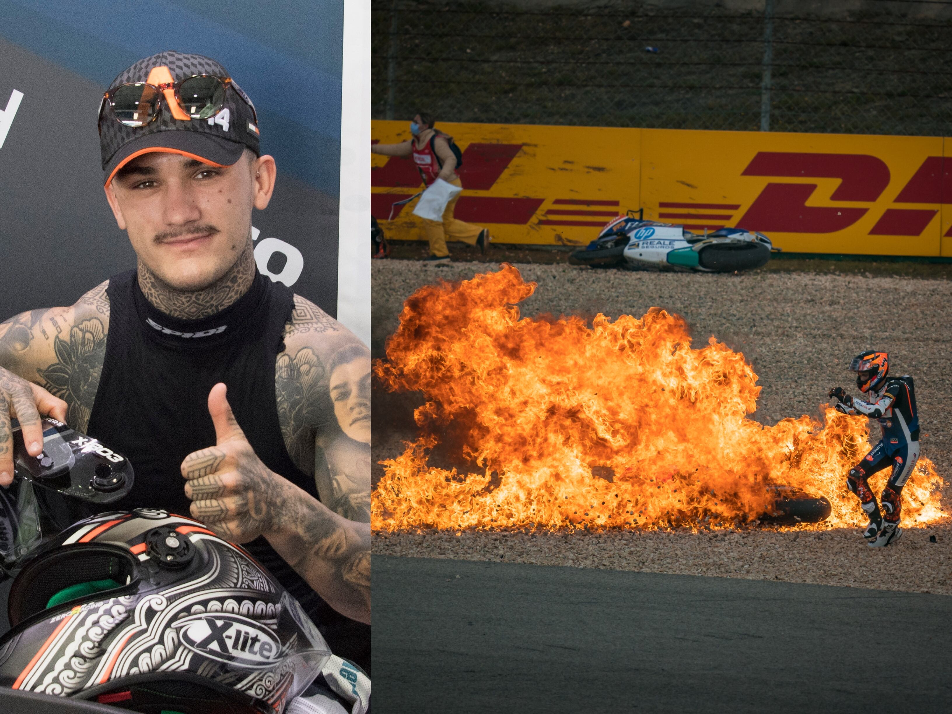 Arón Canet y el accidente en el cual una moto salió totalmente en llamas