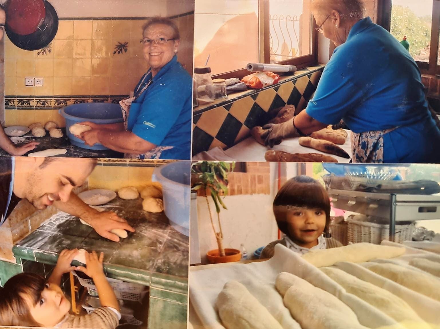 2014.  Antonia Vidal, con su nieta Cayetana, haciendo pan y rollos de pascua, para que aprenda jugando desde pequeña como a ella le sucedió a ella. Lo ha hecho con sus hijos y lo sigue haciendo con todos sus nietos porque no quieren que se pierdan las tradiciones.