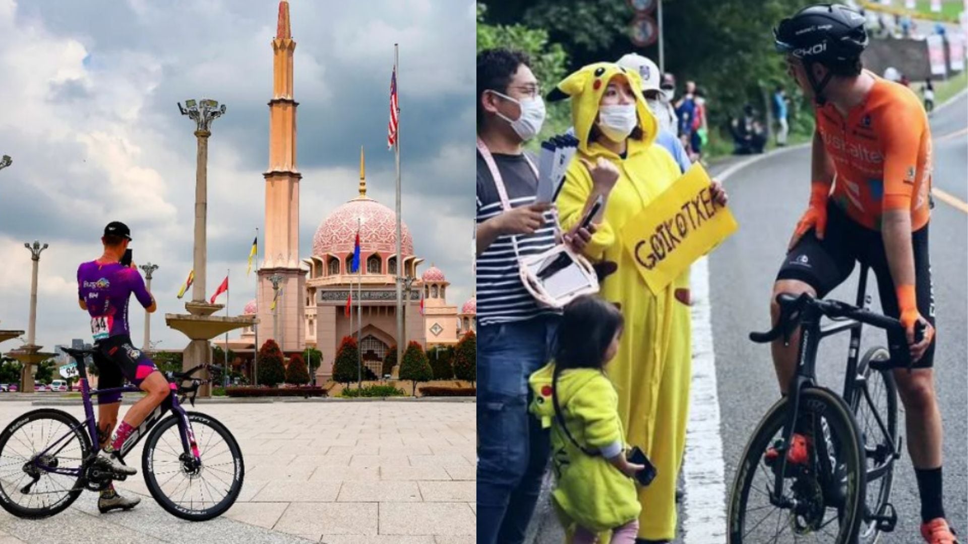 Ander Okamika a la derecha en Malasia y a la izquierda Peio Goikoetxea con sus fans más peculiares