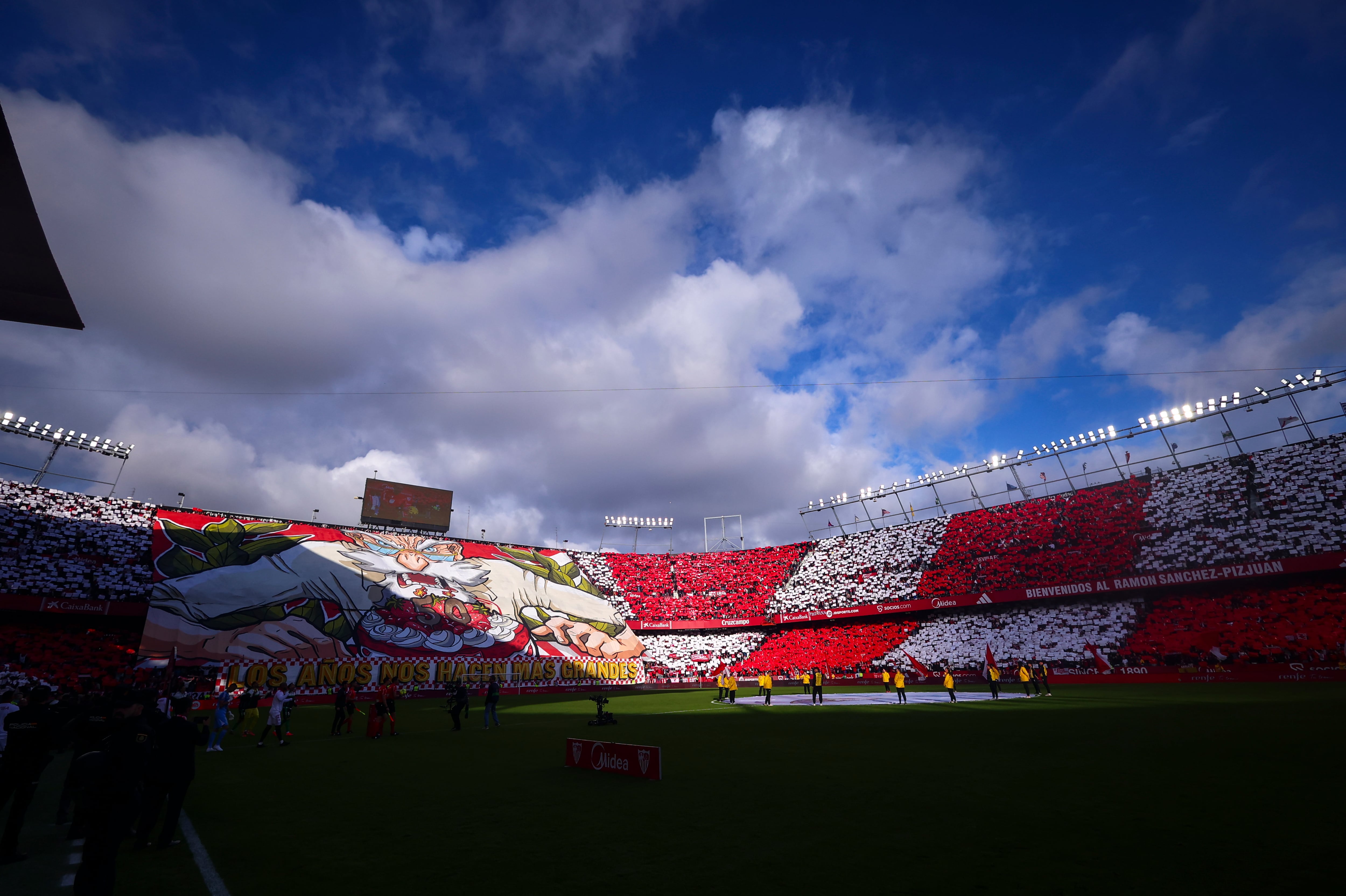 El estadio Ramón Sánchez-Pizjuán durante el encuentro entre el Sevilla FC y el Betis