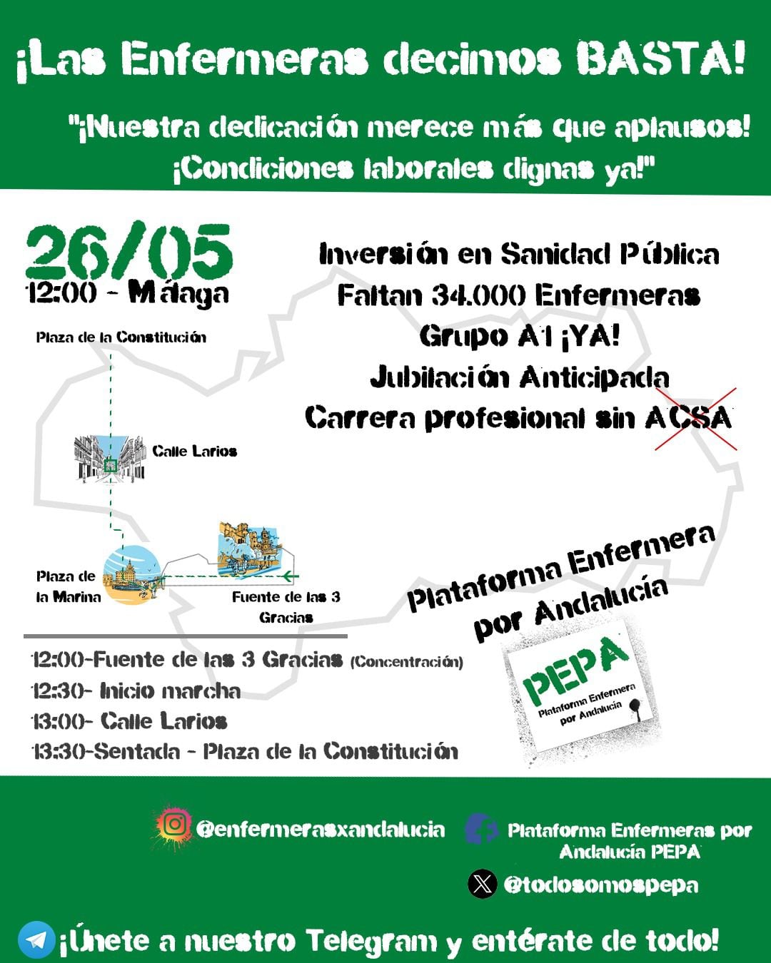 Cartel con el que se convocada a los enfermeros y enfermeras de Andalucía