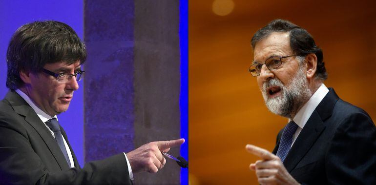 El expresidente de la Generalitat catalana, Carles Puigdemont, y el presidente del Gobierno, Mariano Rajoy.