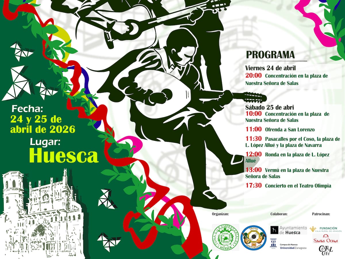 Huesca acogerá el IV Encuentro de Tunas de Aragón 2026