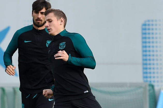 Lucas Digne y André Gomes en un entrenamiento